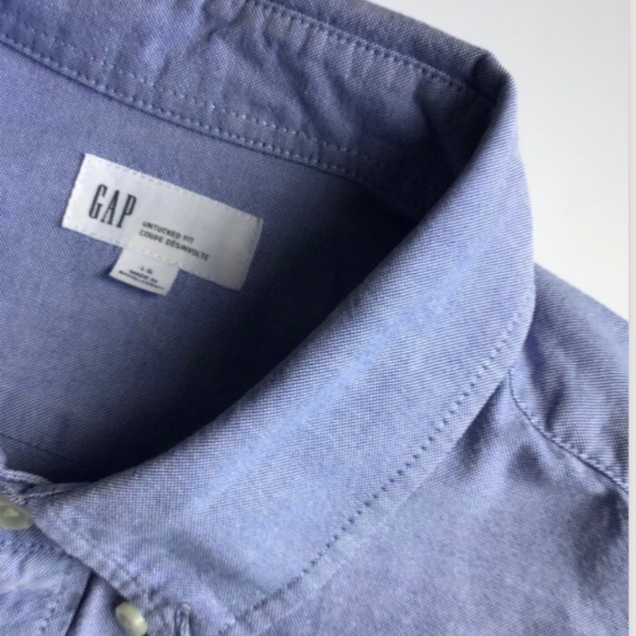 GAP Oxford light blue 100 % cotton button front shirt Sz L - Picture 8 of 10